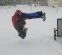 Nicholas Jumps into Snow