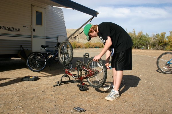 Nicholas fixing his bicycle... again!  :)