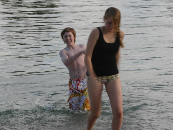 Nicholas and Melanie playing in the (cold!) Colorado River in NV